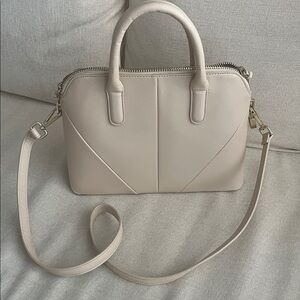 Zara Cream Saffiano Structured Satchel